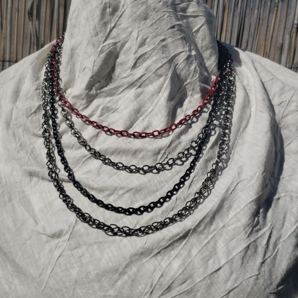 Chain link multi colored  layered necklace